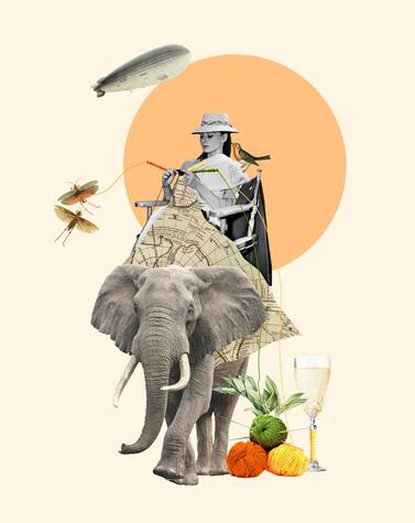 pilsferrer illustrator collage elefant viaggio.