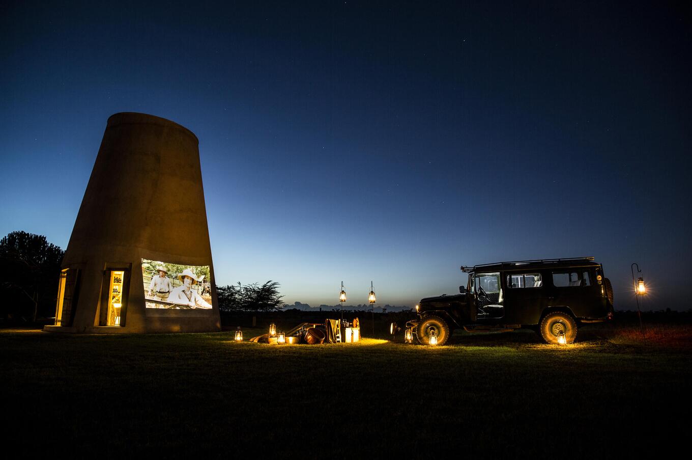 Cinema all'aperto in Laikipia. Foto: Segera